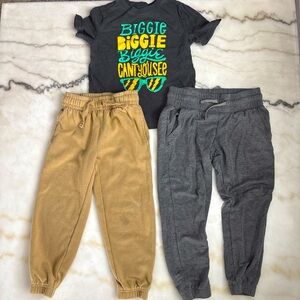 Gray all in motion Joggers,Khaki athlete works sweats, & old navy shirt size 4-5